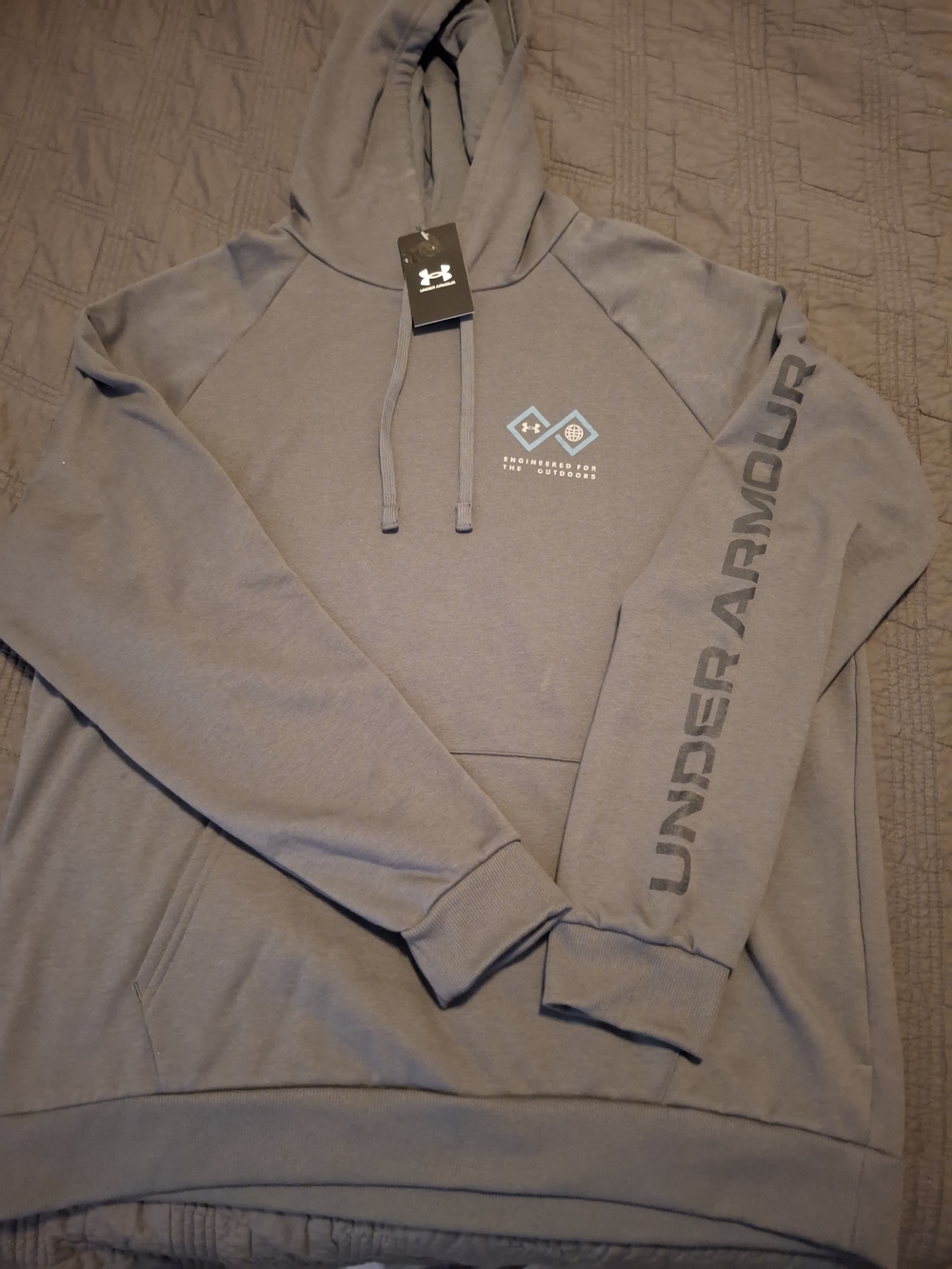 Under Armour Men's Slate Gray Pullover Hoodie with Sleeve Branding